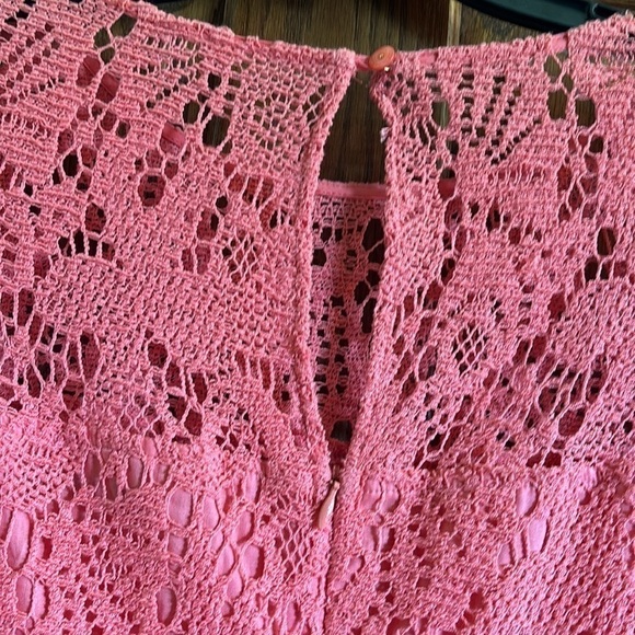 Trina Turk lined cotton mid sleeve salmon colored dress size 4 - Picture 7 of 12